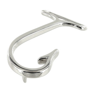 B7804 Fish Hook Buckle, Nickel Plate, Solid Brass-LL, Multiple Sizes