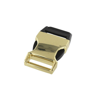 B8606 Natural Brass Plated, Side Release Buckle, Zinc/Plastic, Multiple Sizes