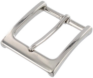 T1002 Nickel Plate, Heel Bar Buckle, Solid Brass-LL, Multiple Sizes