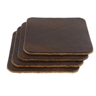 Leather Coasters, Horween Cavalier, Square, Carolina Brown (4pc set)