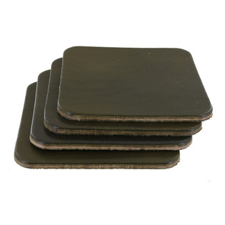 Leather Coasters, Wickett & Craig Traditional Harness, Square, Olive (4pc set)