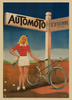 Automoto Art Deco Vintage Bicycle Poster Print