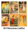 Art Nouveau Ladies Bicycle Posters - Set of 6 posters