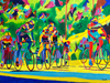 Golden Girls - track racing in the velodrome - Original art prints by Sandra Wright Sutherland