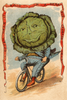 Cabbage Vegetable Rider Bicycle Poster, Kitchen Decor, Kitchen Art