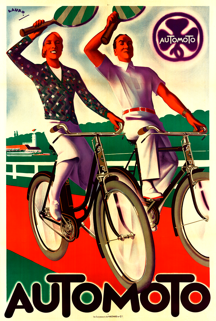Art Deco Vintage Bicycle Poster Automoto Art Deco Vintage Bicycle