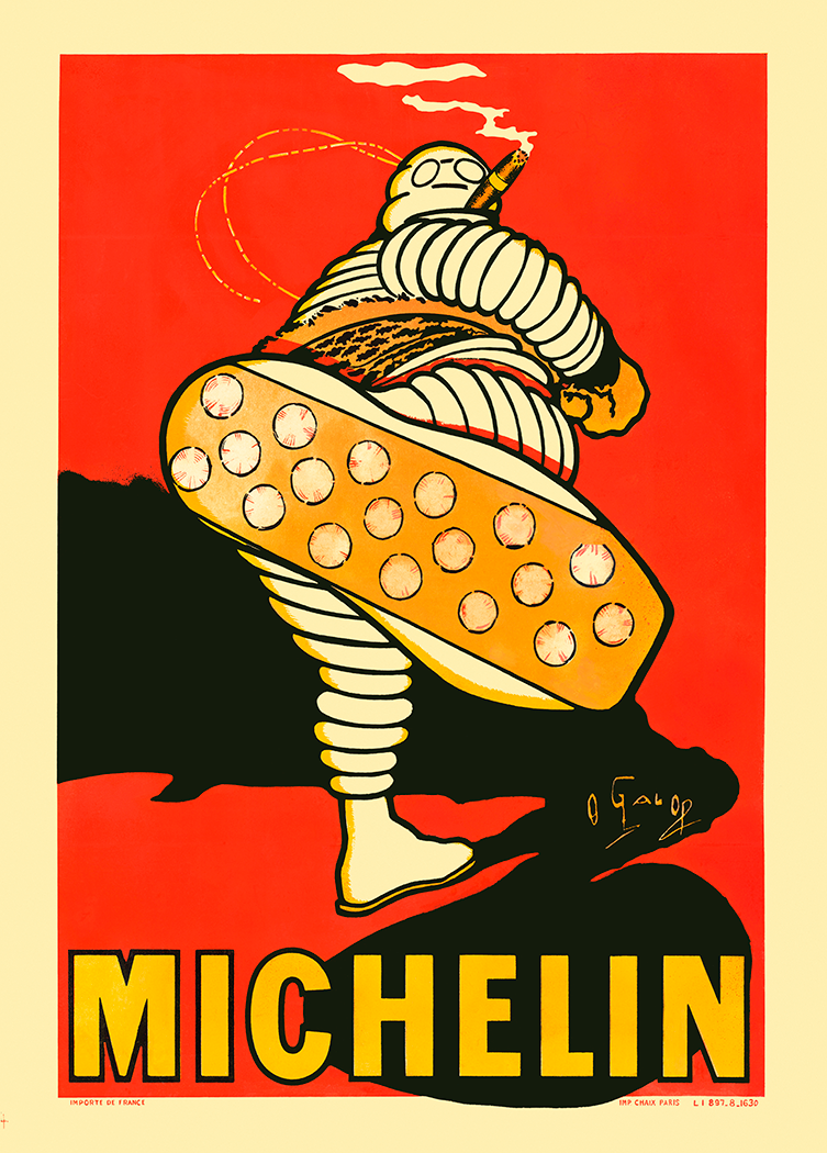 Poster Encadré Michelin Bibendum – Aluminium Et Verre – 75,5 X 55,5 Cm – Orange Métal