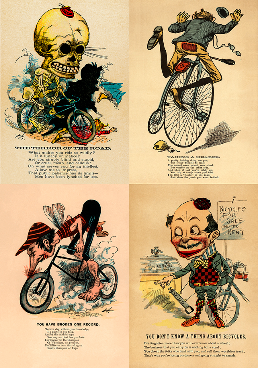 Anti-Cycling satirical posters from the 1890's