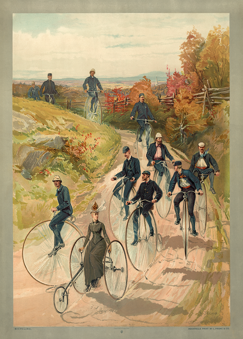 Bicycling Vintage Water Color Bicycle Poster Prints