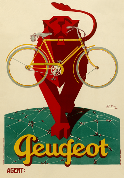 Vintage Peugeot Bicycle Advertising Poster - 12x18 Inch Reproduction, Hot New
