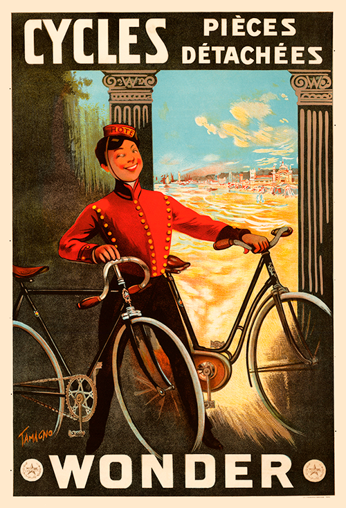 フランスの自転車メーカー「Cycles Aluminium」の古い広告看板です Cycles Wonder Vintage French Bicycle Poster Print by Tamango