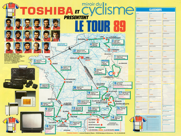 1989 Tour de France Souvenir Map Poster