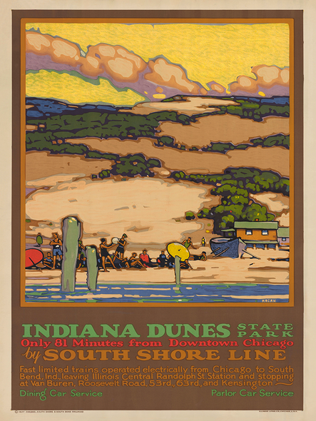 Indiana Dunes State Park  - South Shore RR Vintage Poster Print