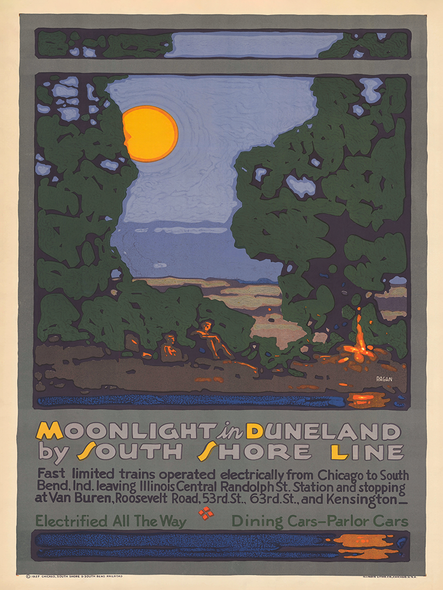 Moonlight in Duneland Vintage south Shore Poster Prints
