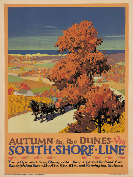 Autumn in the Dunes - South Shore RR Vintage Poster Print