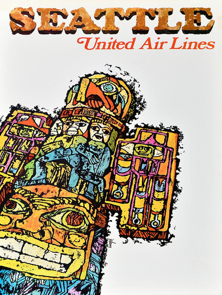 Seattle United Airlines Vintage Poster Prints