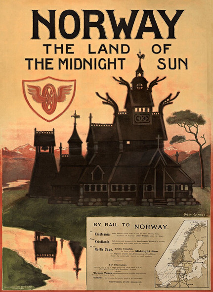 Norway the Land of the Midnight Sun - Vintage Poster Prints