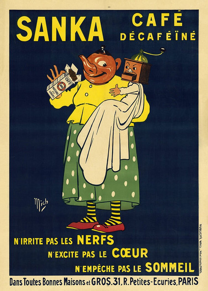 Sanka Cafe - Vintage Poster Prints - by Mich