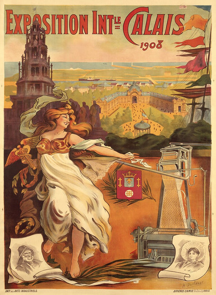 Exposition Calais 1908 - Vintage Travel Poster Prints