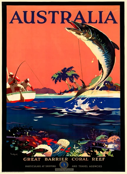 Australia - Fishing - Vintage Travel Poster Prints
