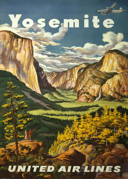 Yosemite - United Air Lines - Vintage Travel Poster Prints