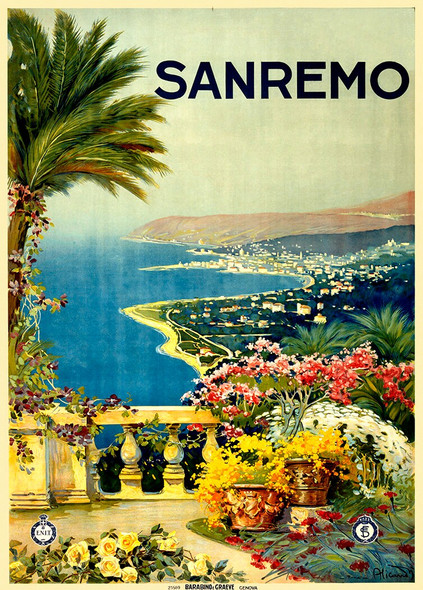 San Remo Italy - Vintage Travel Poster Prints