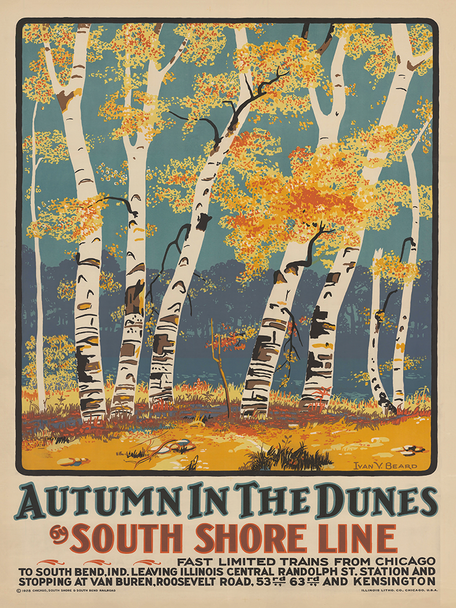 Autumn in the Dunes - South Shore RR Vintage Poster Print