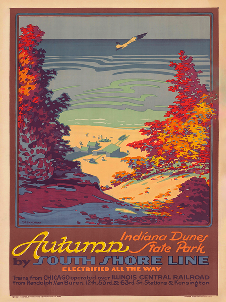 Autumn in the Dunes - South Shore RR Vintage Poster Print