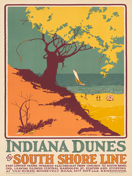 Indiana Dunes State Park  - South Shore RR Vintage Poster Print