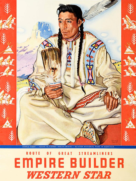 Empire Builder - Indian Brave - Vintage Poster Prints