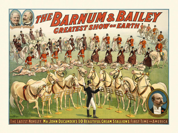 Barnum & Bailey Cream Horses Circus Vintage Poster Prints