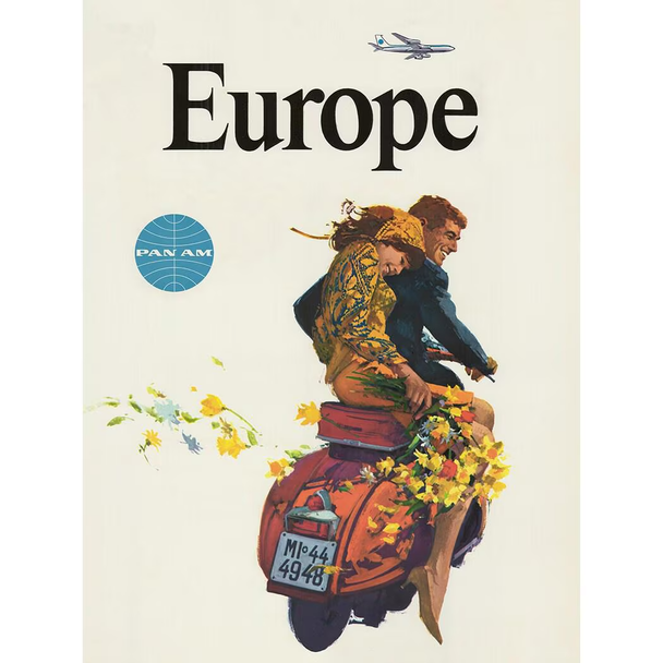 Europe - Motorbike Pan Am Vintage Travel Poster Prints