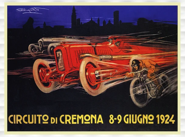 1924 Circuito di Cremona Vintage Poster Prints