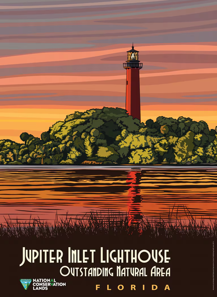 Jupiter Inlet Lighthouse Retro Travel poster Prints