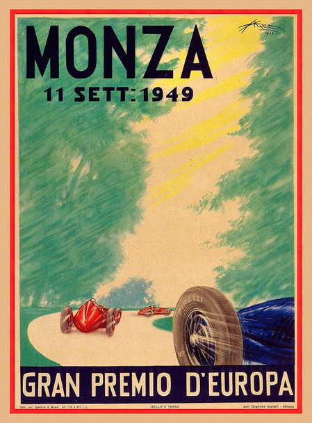 Monza Grand Prix - Vintage Poster Prints