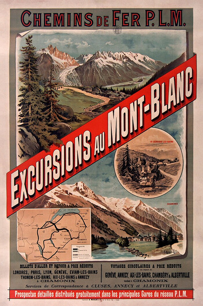 Mont-Blanc Excursions Vintage Travel Posters