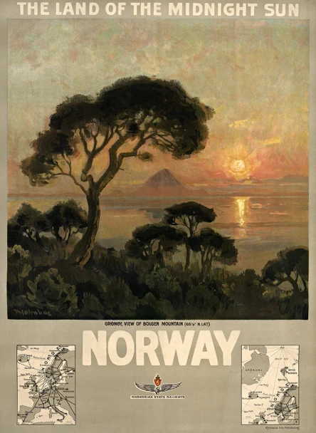 Norway the Land of the Midnight Sun - Vintage Poster Prints
