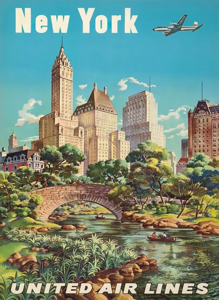 Chicago - United Airlines Airlines Vintage Travel Poster Prints