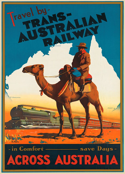 Trans-Australian Railway - Vintage Travel Poster Prints