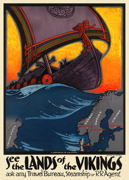 Lands of the Vikings - Vintage Travel Poster Prints