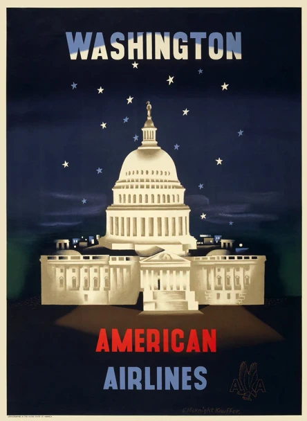 Washington - American Airlines - Vintage Travel Poster Prints
