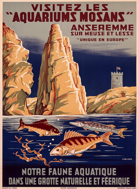 Aquariums Mosans - Vintage Travel Poster Prints