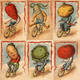 Vegetable Riders Vintage Bicycle Posters - Set of 6, Kitchen Decor, Kitchen Art