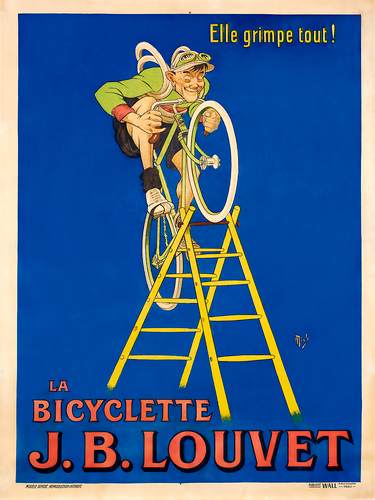 J.B. Louver Blue Vintage French Bicycle Poster by MICH