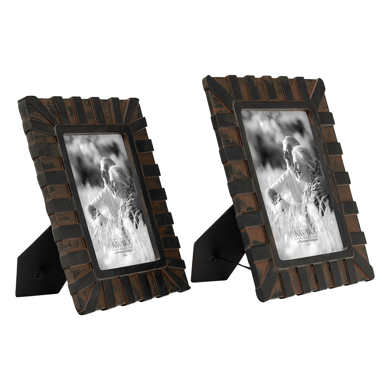 Kasday Frames Set of 2 | Sculptural Brown Photo Frames with