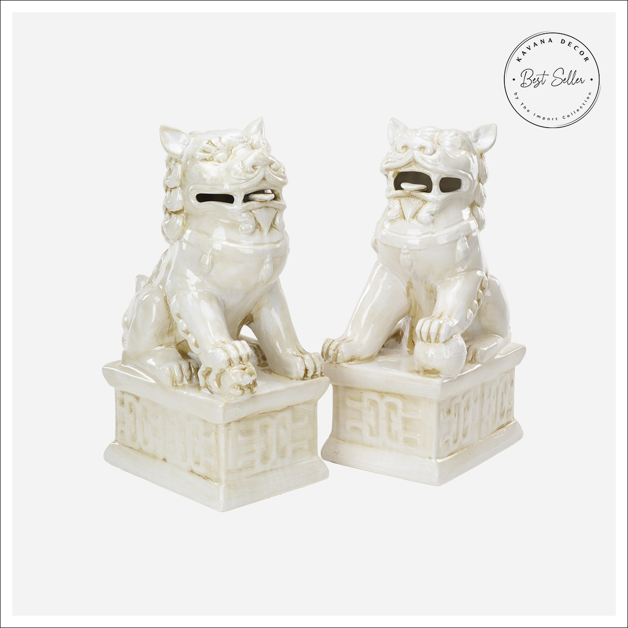置物 cogu no mori 2017 trim & twig Fu Dog Bookends – Set of 2 | Ceramic Guardian Dog Decor Accents