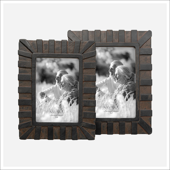 Kasday Frames Set of 2 | Sculptural Brown Photo Frames with