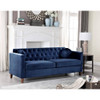 Lory 79.5 in. W Square Arms Velvet 3-Seats Straight Lawson Sofa in Blue
