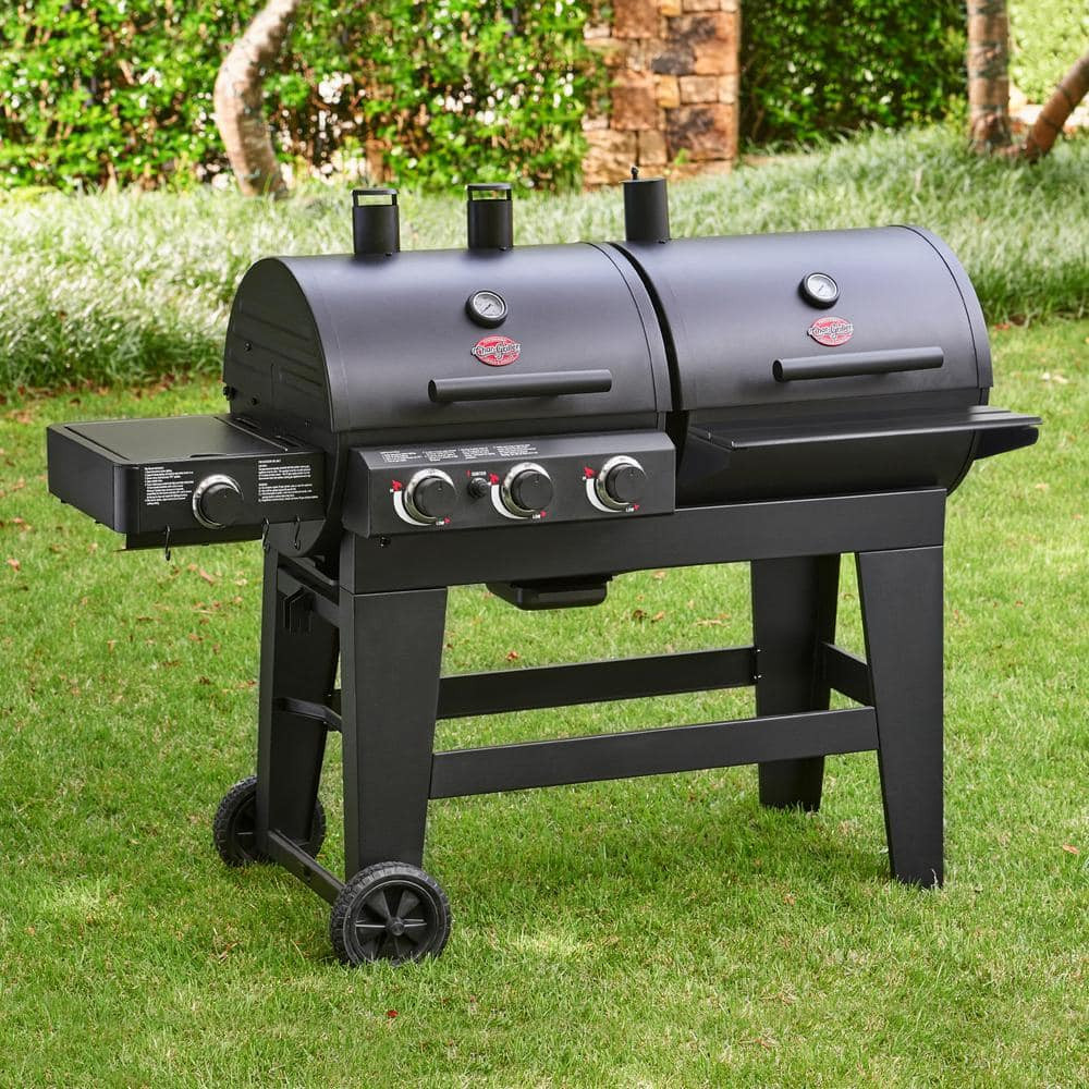Double Play 1,260 sq., in. 3Burner Gas and Charcoal Grill in Black