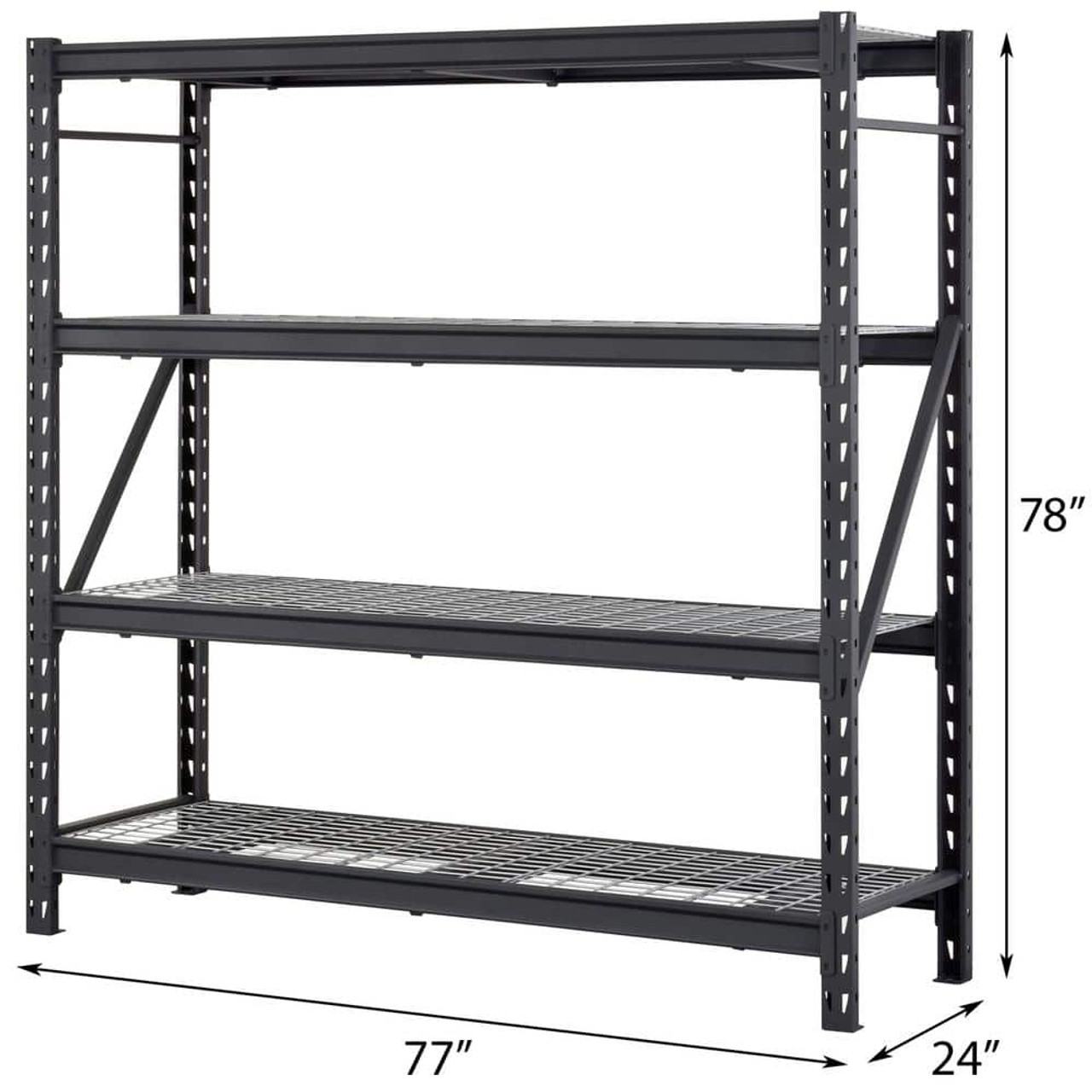 4-Tier Industrial Duty Steel Freestanding Garage Storage Shelving Unit in  Black (77 in. W x 78 in. H x 24 in. D)